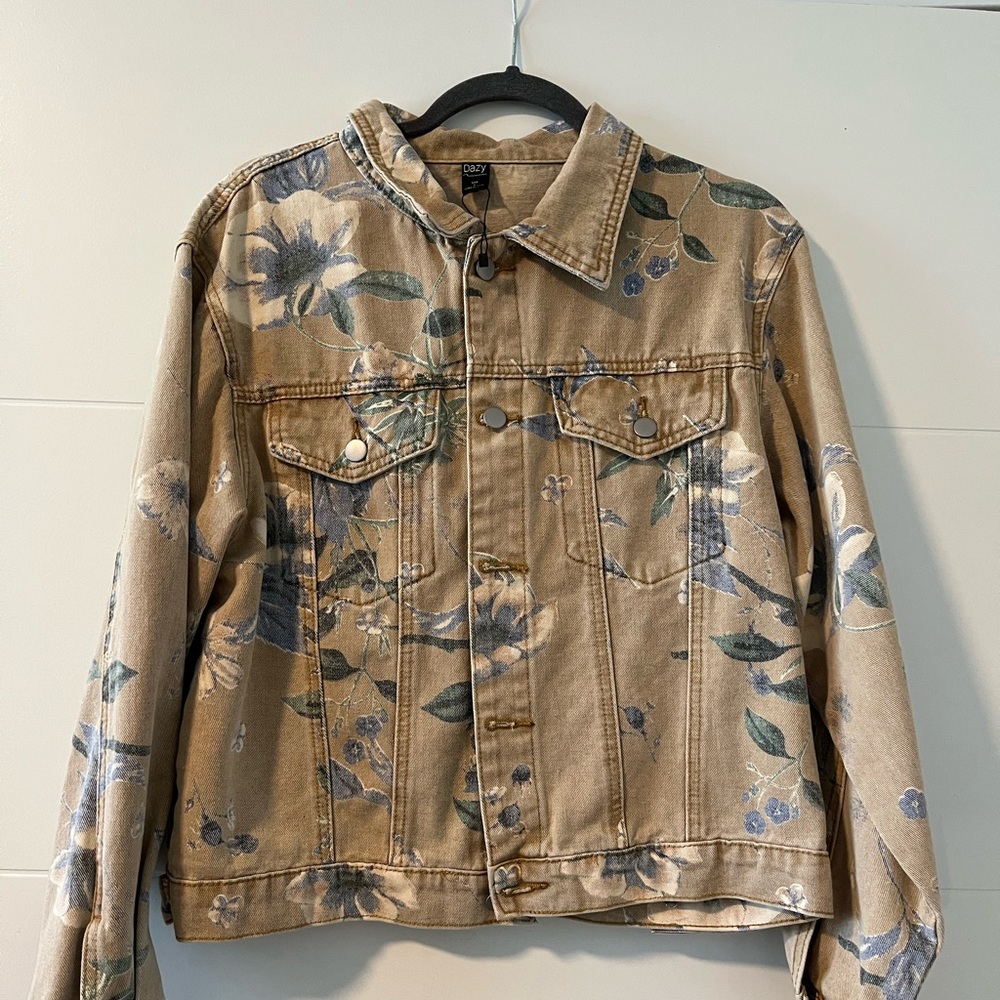 Floral Tan Denim Jacket